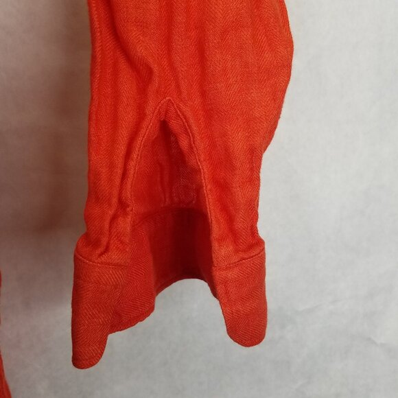 LRL Ralph Lauren Button Up Shirt Women's M Linen Burnt Orange Embroidered Logo - Picture 6 of 12